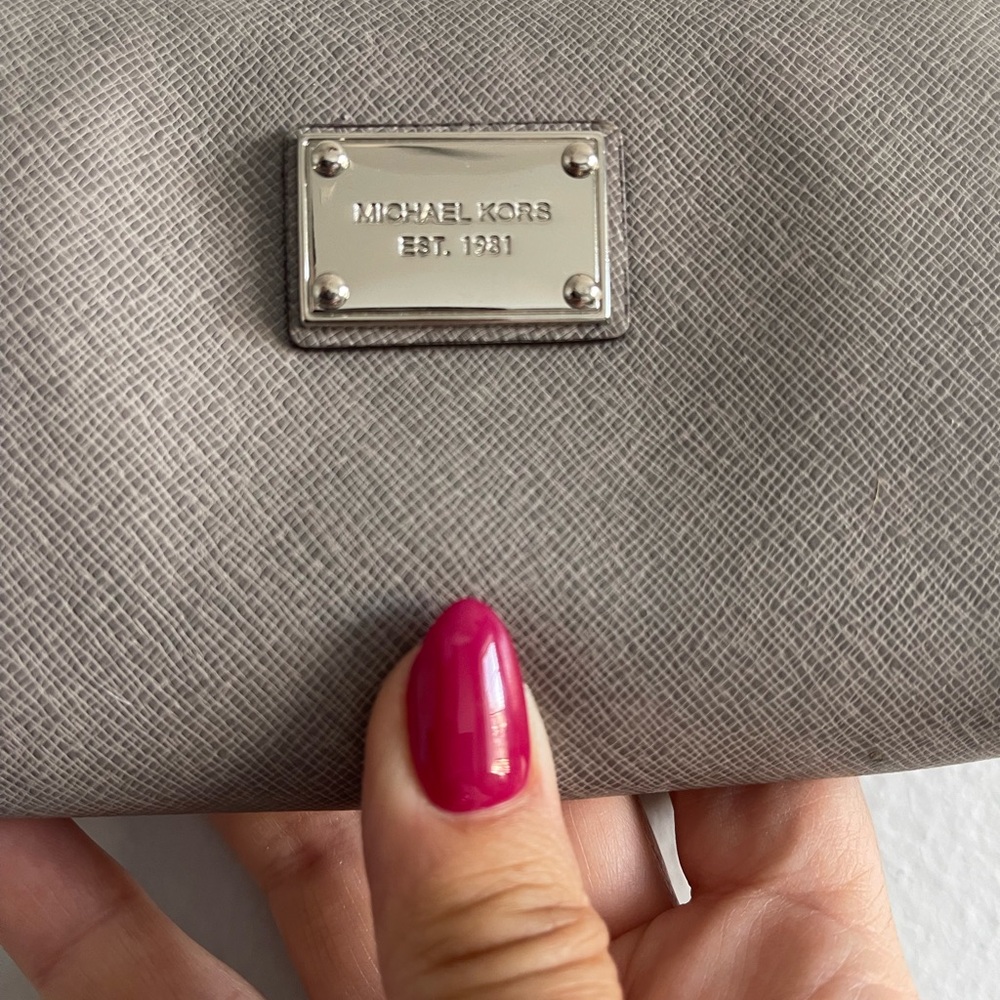 Michael Kors Silver Gray Wallet Euc - image 2